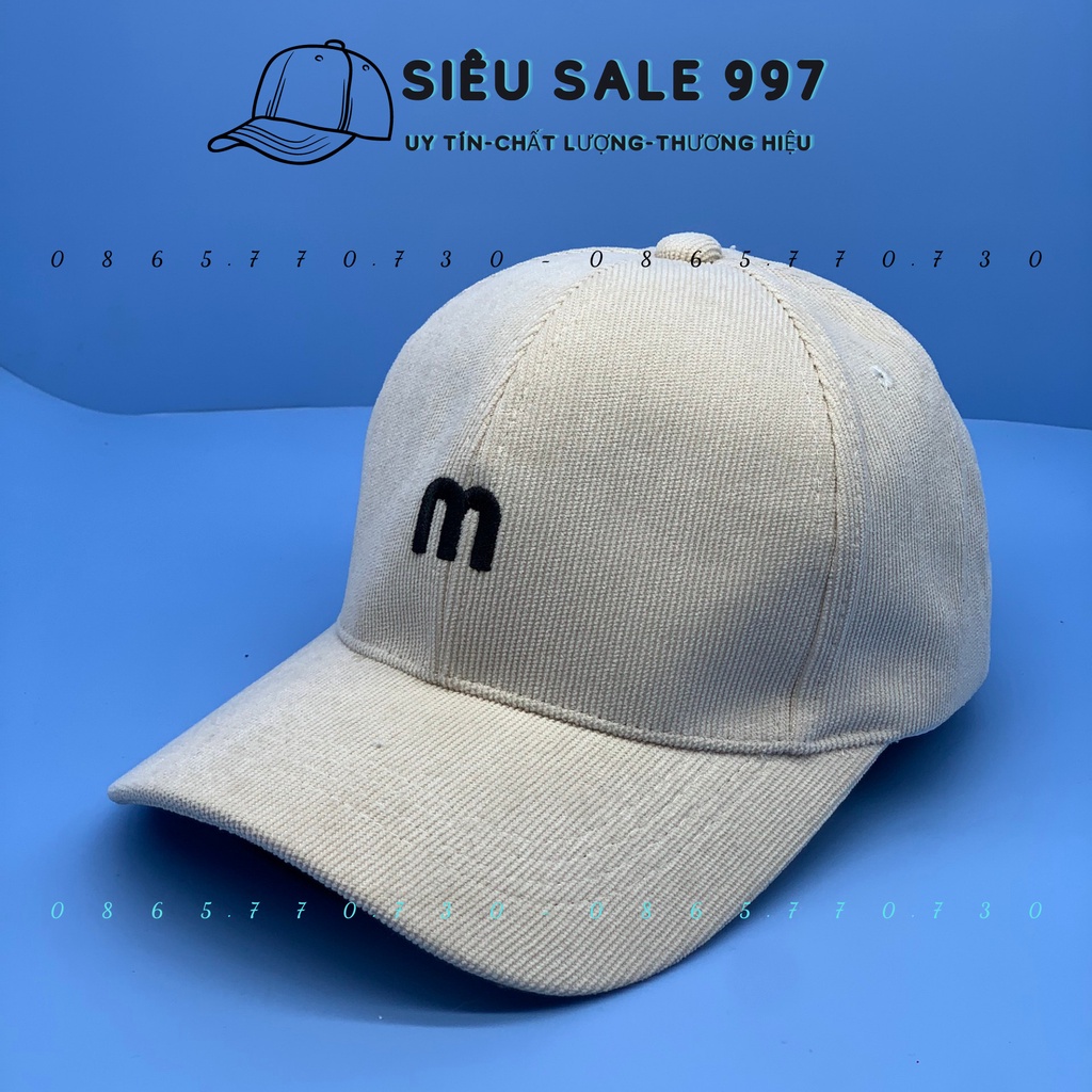 NÓN KẾT NHUNG GÂN THÊU CHỮ M THỜI TRANG NAM NỮ ĐƠN GIẢN ĐẸP PHONG CÁCH HÀN QUỐC