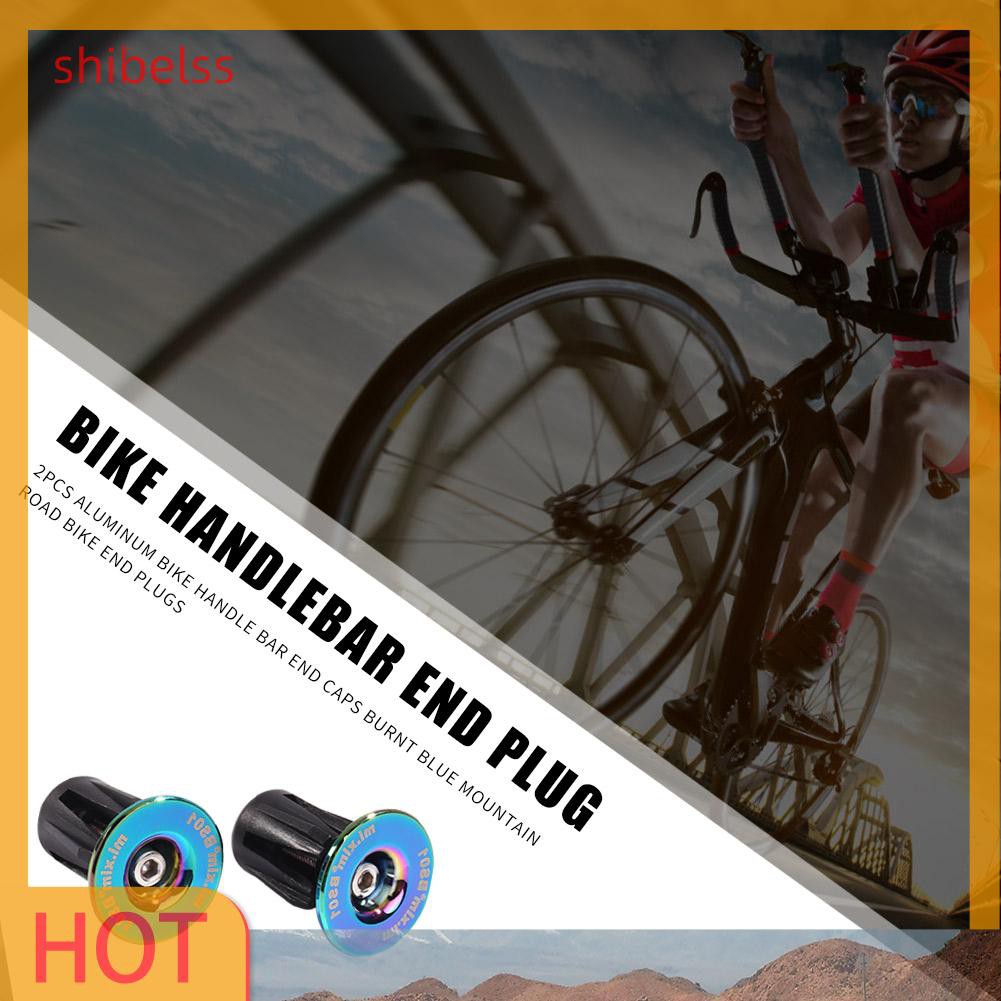 （ʚshibelss）2x Burnt Blue Bike Handle Bar End Cap Aluminum Alloy MTB Road Bike End Plug
