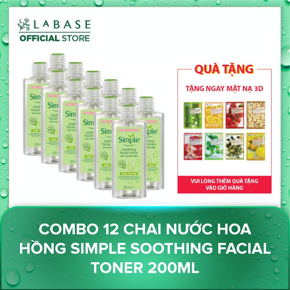 [Hàng nhập khẩu chính hãng] Combo 12 Chai Nước Hoa Hồng Simple Soothing Facial Toner 200ml [Hàng nhập khẩu chính hãng]