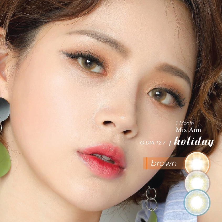 Kính Áp Tròng Nội Địa Hàn ANN365 Màu Nâu Mật Ong Mix Holiday Brown