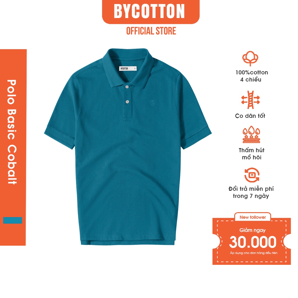 Áo Thun Polo Nam Cổ Bẻ Xanh Coban BY COTTON Cobalt Blue Basic Polo
