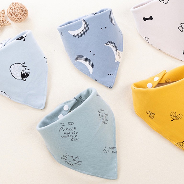 Yếm cotton tam giác cho bé, Khăn yếm tam giác cho bé 2 lớp cotton  và có cúc bấm cao cấp