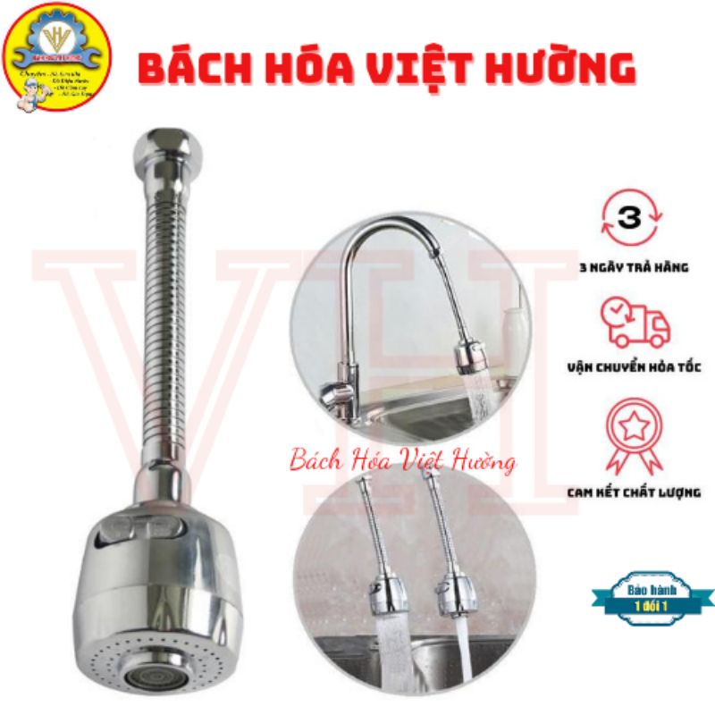 Đầu vòi nước tăng áp, đầu tăng áp rửa chén (bát) xoay 360 độ bằng inox với 2 chế độ nước tiện dụng - Bách Hóa Việt Hường