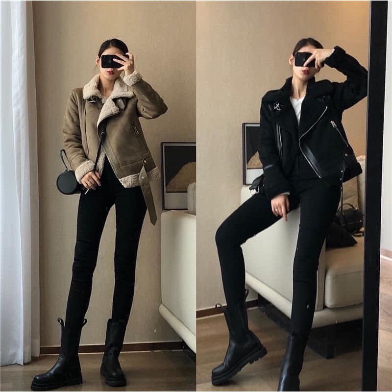 Áo khoác da lộn siêu ấm