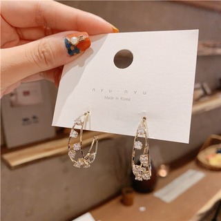 South Korea's Dongdaemun designer hollow circle earrings personality geometric metal semicircular arc earrings