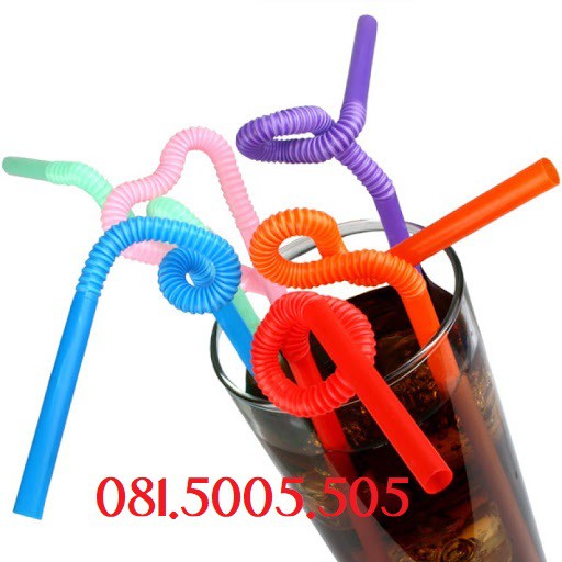 Túi 50 Ống hút Nghệ thuật xoắn phi 6 màu đen hoặc nhiều màu hàng xịn