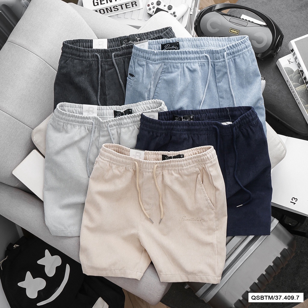 Quần short lửng nam dây rút, quần short nhung tăm đơn sắc, dễ phối đồ 4097