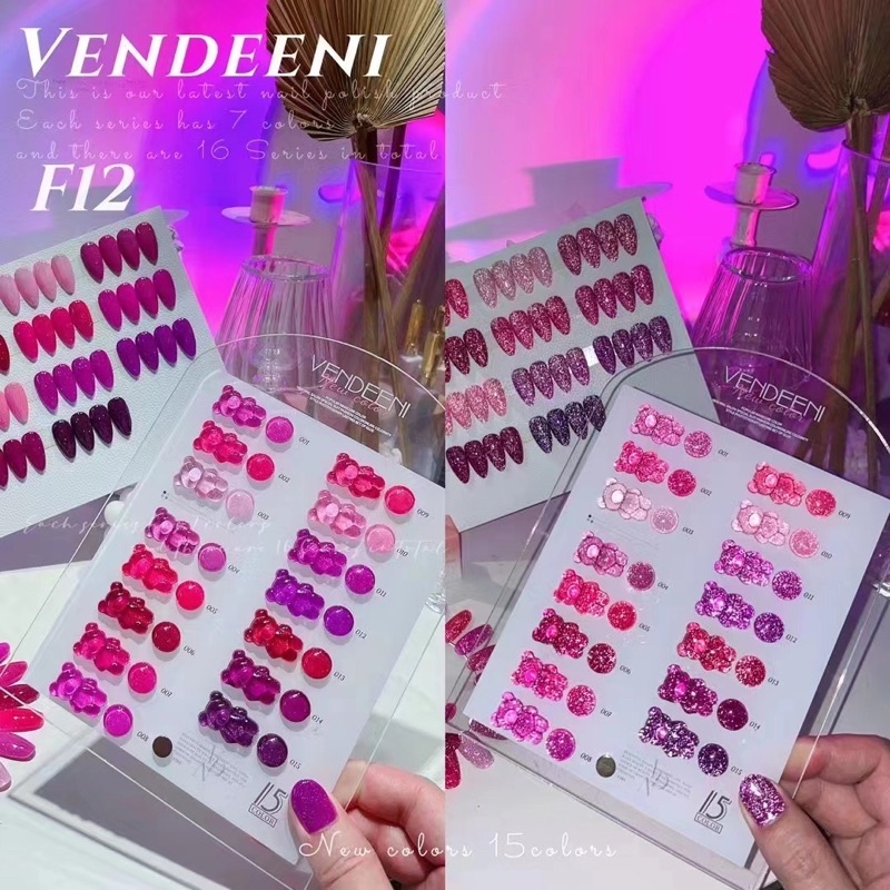 sơn gel flash vendeeni hot mới set 15 màu kèm bảng màu mã F12