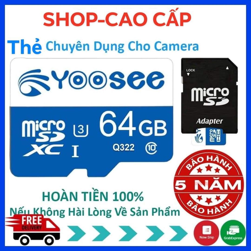 Thẻ nhớ Yoosee 64GB Pro Plus tốc độ cao chuyên cho camera wifi, smartphone - Thẻ nhớ Yoosee cao cấp | Bảo Hành 5 Năm