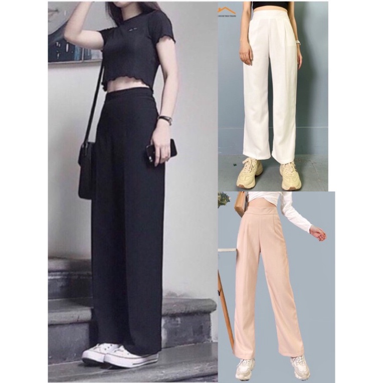 Quần suông ống rộng, ống suông culottes khóa ken bụng,tôn dáng, mầu trắng, đen, be nội y xanh chất đẹp