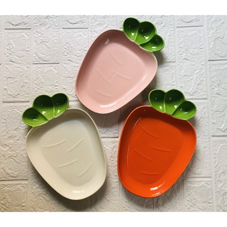Đĩa Gốm Sứ Tráng Men, Khay Ăn Dặm Hình Củ Cải