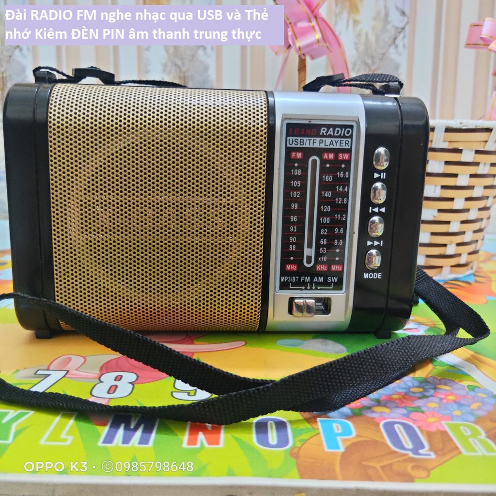 Đài RADIO FM nghe nhạc qua USB và Thẻ nhớ Kiêm ĐÈN PIN âm thanh trung thực WAXIBA XB-772 BT