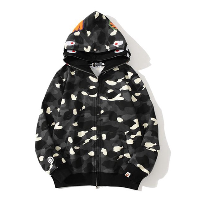 Áo khoác Bape có mũ trùm đầu chất Cotton hoạ tiết in thời trang