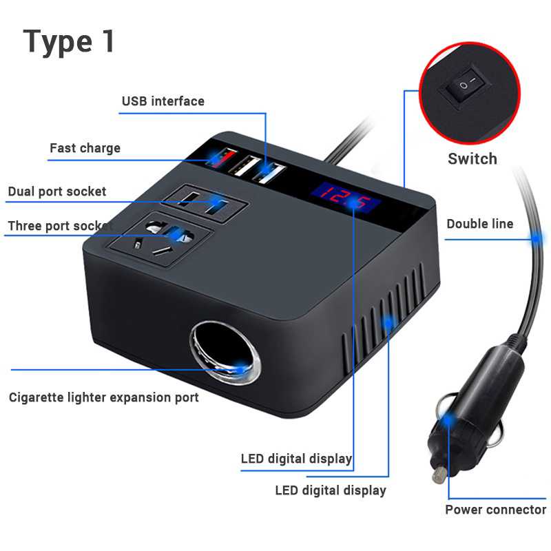 YUNYITOOL bộ chuyển đổi điện 12v sang 220v Cho Xe hơi, biến tần ô tô DC 12V/24V sang AC 220V（120w）