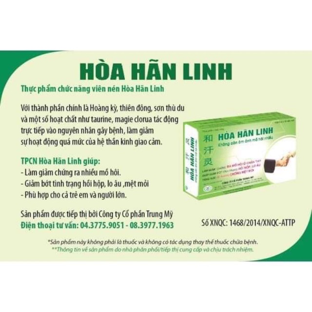 Hoà hãn linh - giúp giảm chứng ra mồi hôi nhiều (tem tích điểm công ty 6+1)