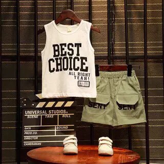 Bộ Áo Thun Sát Nách + Quần Đùi Thời Trang Mùa Hè Cho Bé Trai