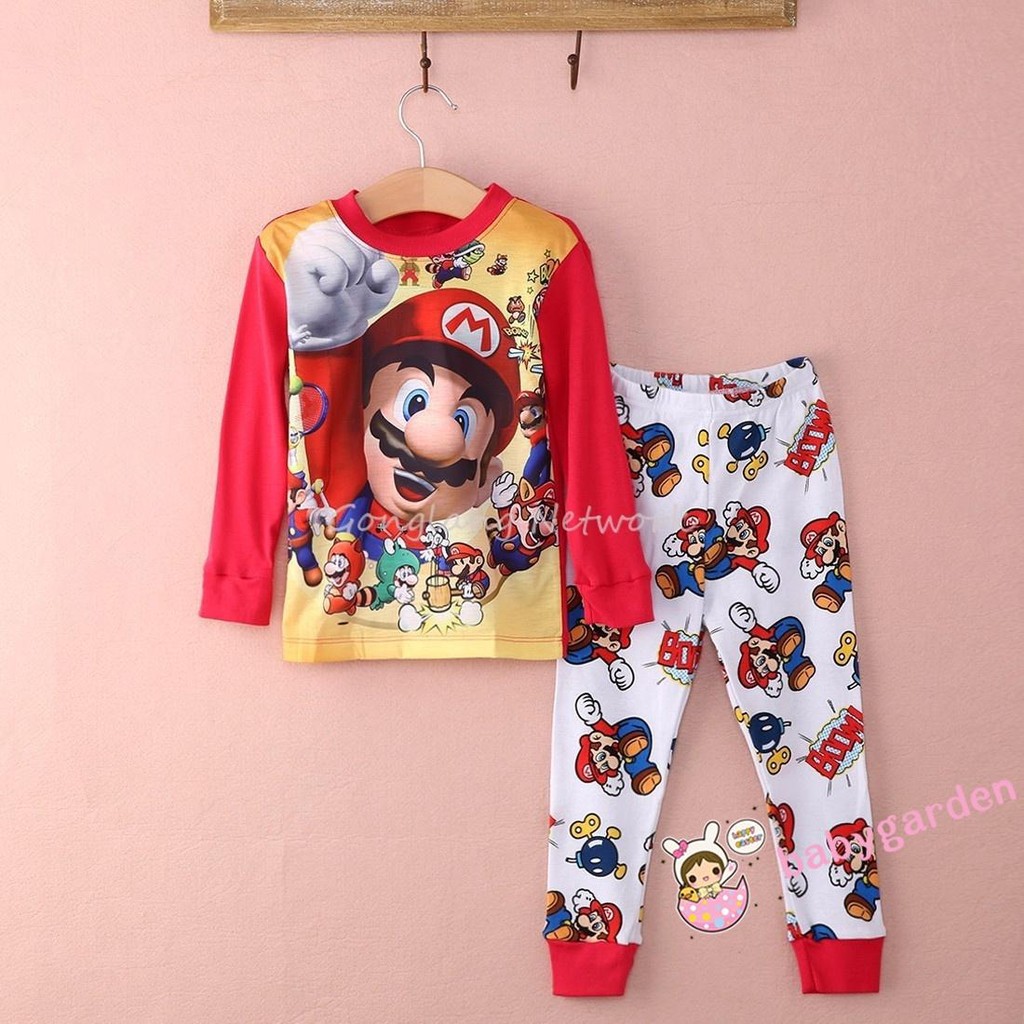 ღ♛ღNew Baby Mario Baby Toddler Kids Boys Nightwear Sleepwear Pyjamas Set Age