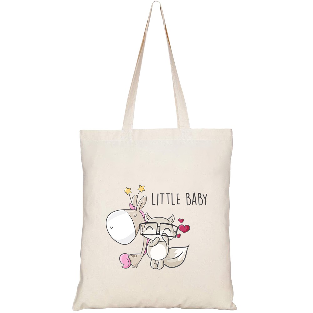 Túi vải tote canvas HTFashion in hình cute love couple kitten seamless HT110