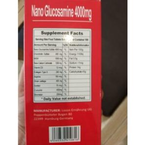 Bổ khớp Nano Glucosamine 4000mg giúp bảo vệ sụn, giảm đau xương khớp được nhập khẩu trực tiếp từ Đức hộp 100 viên