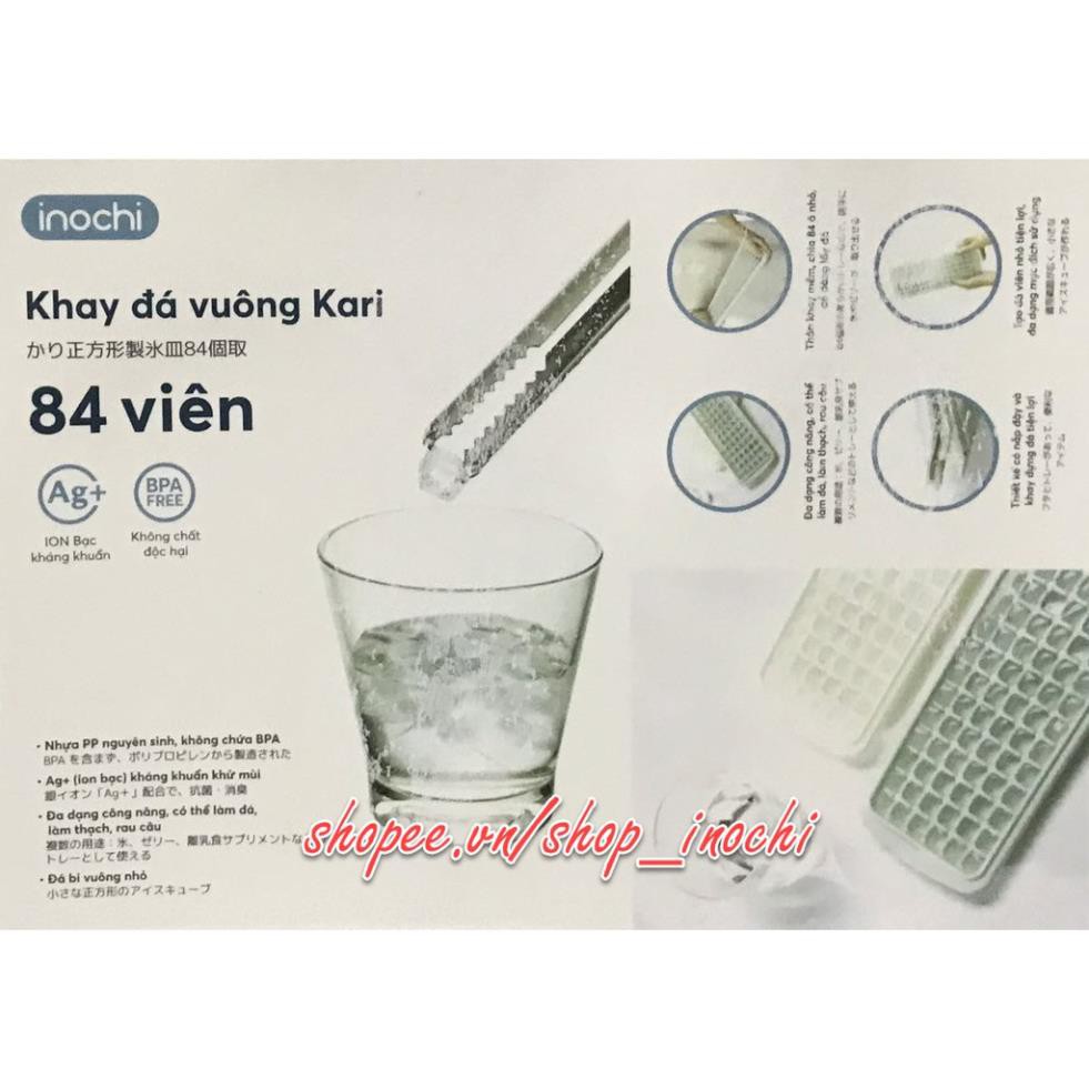 Khay làm đá -Vỉ đá tủ lạnh khay 84 viên có nắp đậy và hộp bằng nhựa nguyên sinh karu inochi Màu ngẫu nhiên