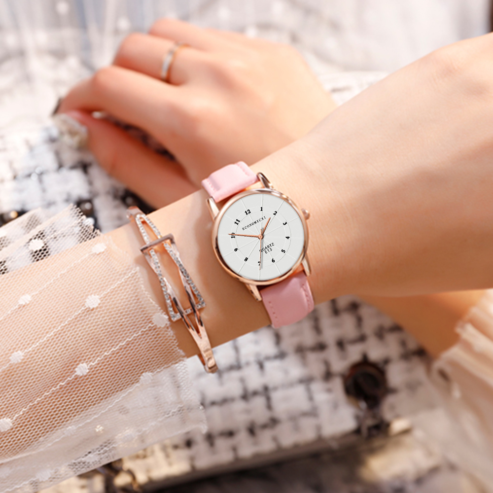 ZOLFA Elegant Pink Womens Leather Watches Simple Black Ladies Quartz Clocks Analog Wristwatch Lady Gift Accessories Đồng hồ nữ
