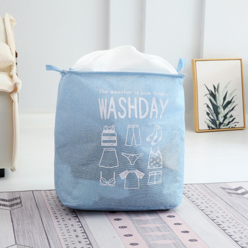 Giỏ Đựng Quần Áo Bẩn Cỡ Lớn WashDay – Túi Đựng Chăn Gấp Gọn Vintage – BLUE DEER