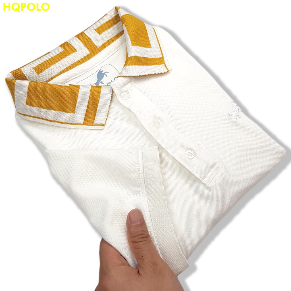 Áo thun Polo nam cổ bẻ phối vàng, vải cá sấu CVC xuất xịn, chuẩn form, sang trọng, trẻ trung và tinh tế - HQPOLO