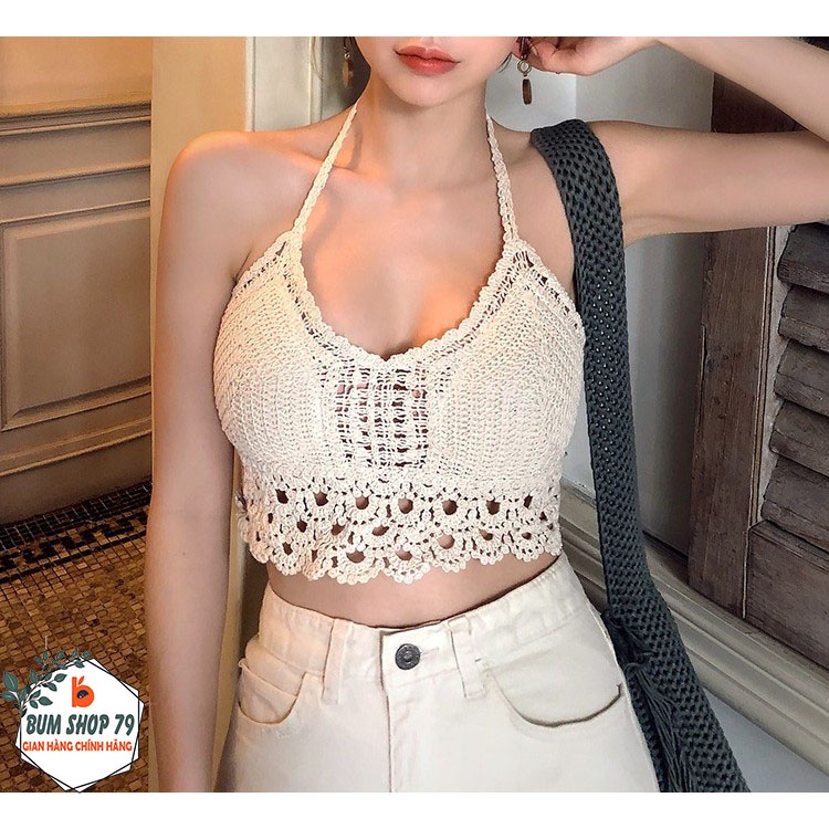 Áo len hai dây croptop đi biển phong cách trẻ trung năng động, Áo len phối ren nữ cá tính thời trang | BigBuy360 - bigbuy360.vn