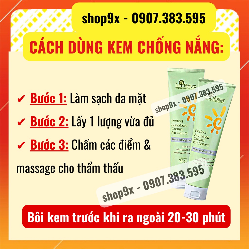 (+Quà) Kem Chống Nắng I'm Nature SPF50/PA+++ Perfect Sunblock Cream 30gr