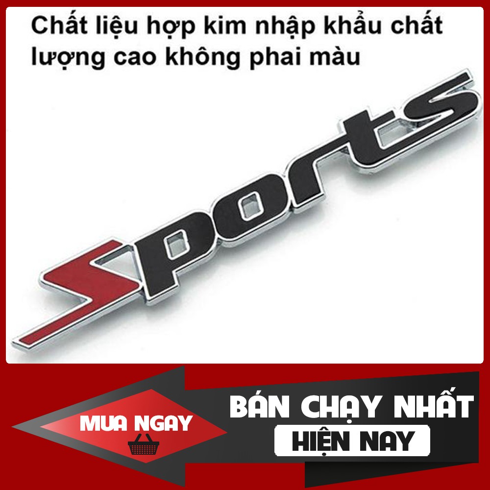 Decal chữ sport kim loại Trang Trí Ô Tô Xe Máy Phong Cách