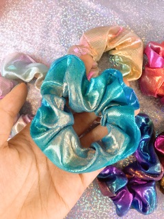 Chun buộc tóc scrunchies hologram siêu chất!