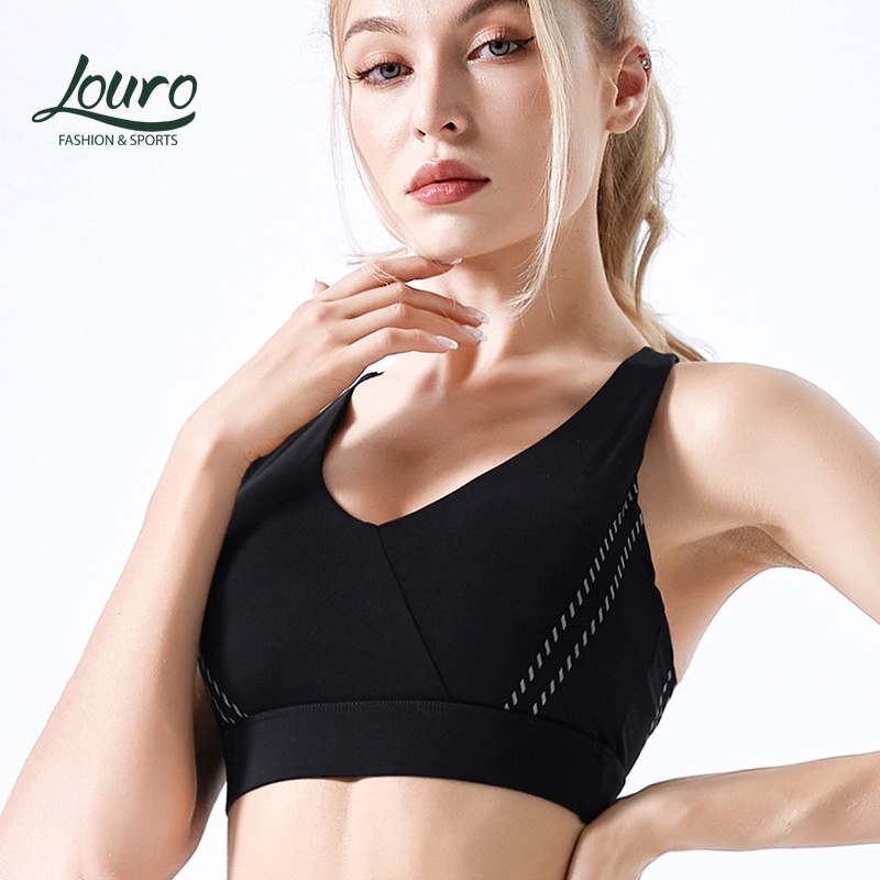 Áo ngực thể thao nữ Louro BL86, kiểu áo bra dây chéo tập gym, yoga giúp nâng ngực, chống sốc, có sẵn đệm mút