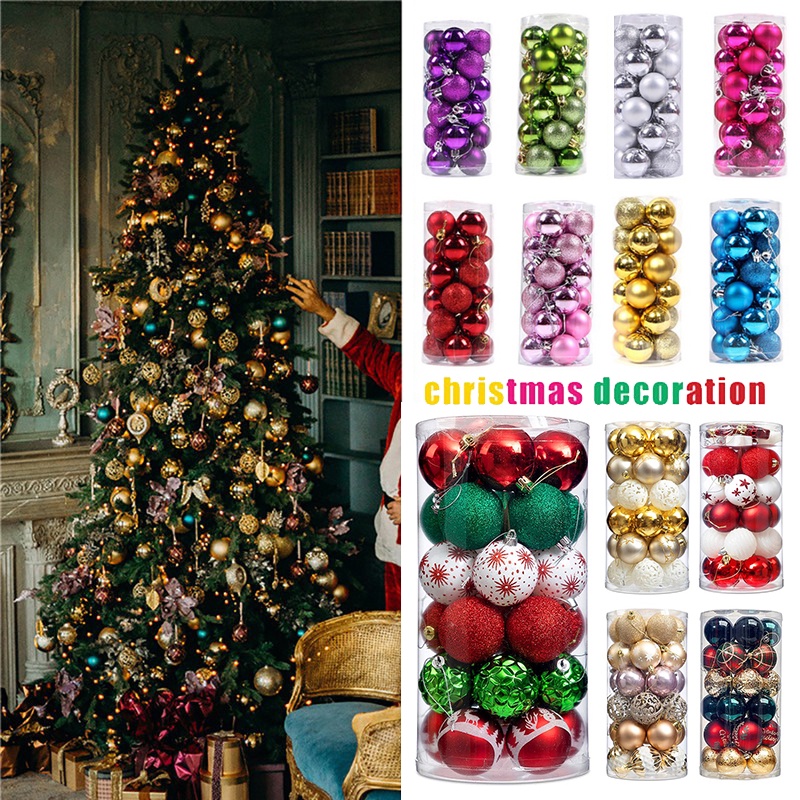 Set 30 Quả Châu Phủ Nhũ Kim Tuyến Cao Cấp Trang Trí Giáng Sinh Noel