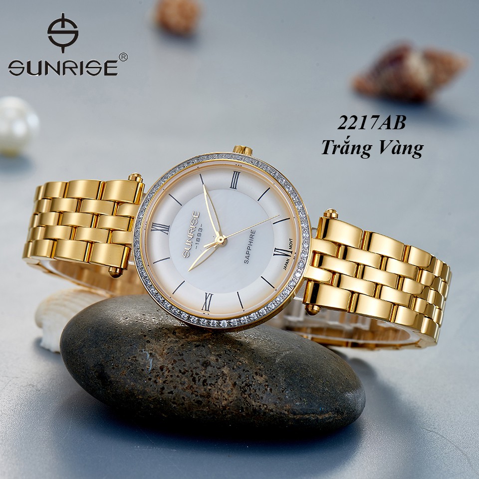 Đồng hồ nữ siêu mỏng Sunrise 2217AB Đính Đá kính Sapphire chống xước - Fullbox chính | BigBuy360 - bigbuy360.vn