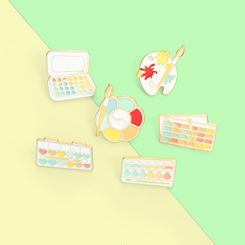 Huy hiệu cài áo thiết kế hình bảng vẽ màu nước hoạt hình đáng yêu làm quà tặng cho bạn thân