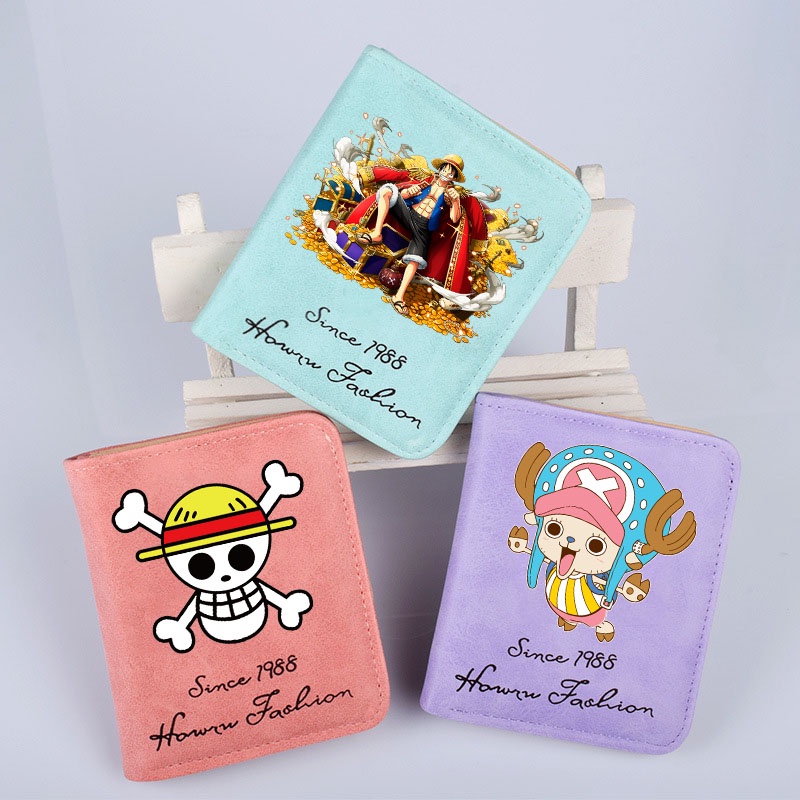 Ví Ngắn Đựng Thẻ / Tiền Xu Họa Tiết Hoạt Hình one piece Dễ Thương Cho Nam Và Nữ