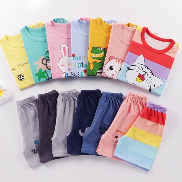 Set bộ tay ngắn thun cotton 100% thoáng mát cho bé yêu