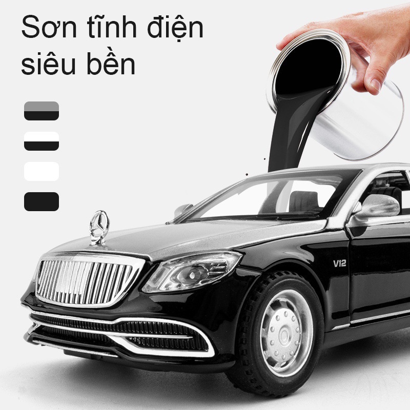 Mô hình xe ô tô Mercedes-Benz Maybach S650 tỷ lệ 1:32 hãng JIAYE khung kim loại sơn tĩnh điện có đèn âm thanh mô phỏng