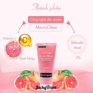 Sữa Rửa Mặt Neutrogena Pink Grapefruit Foaming Scrub (124m_ 198ml)