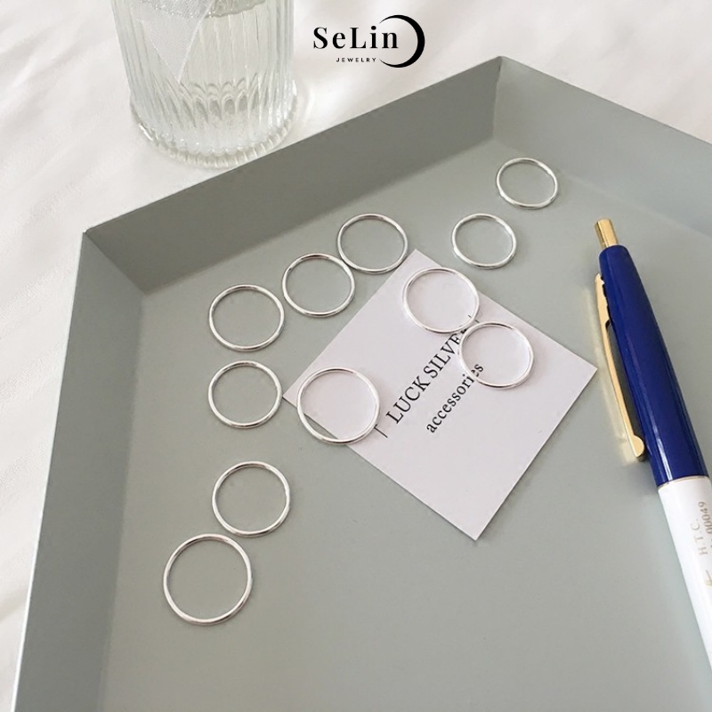 Nhẫn bạc nữ SELIN JEWELRY tròn trơn đơn giản, basic, cá tính nhiều kích thước