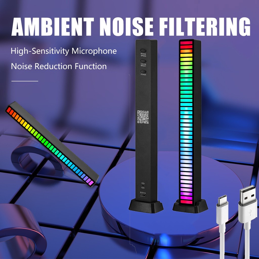 Xe ô tô RGB kích hoạt bằng giọng nói Điều khiển bằng ánh sáng theo nhịp điệu với 32 Bit Chỉ báo mức âm nhạc trên màn hình Dải đèn LED để bàn Ánh sáng xung quanh