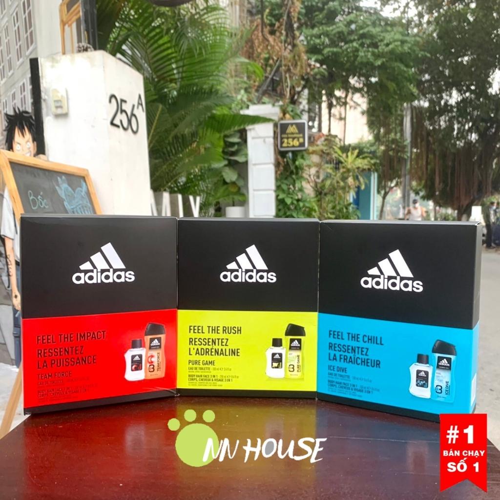 Set quà tặng nam Adidas 2 món gồm sữa tắm 3in1 cấp ẩm, làm sạch da và nước hoa nam tính, lôi cuốn EDT - gift set for men