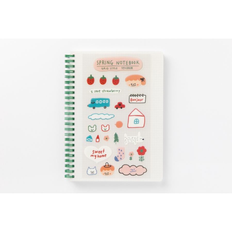 Sổ Lò Xo ARTBOX Hàn Quốc Bìa PP Trong Suốt Kẻ Ô Vuông Có Sticker Trang Trí Trái  Xinh Xắn