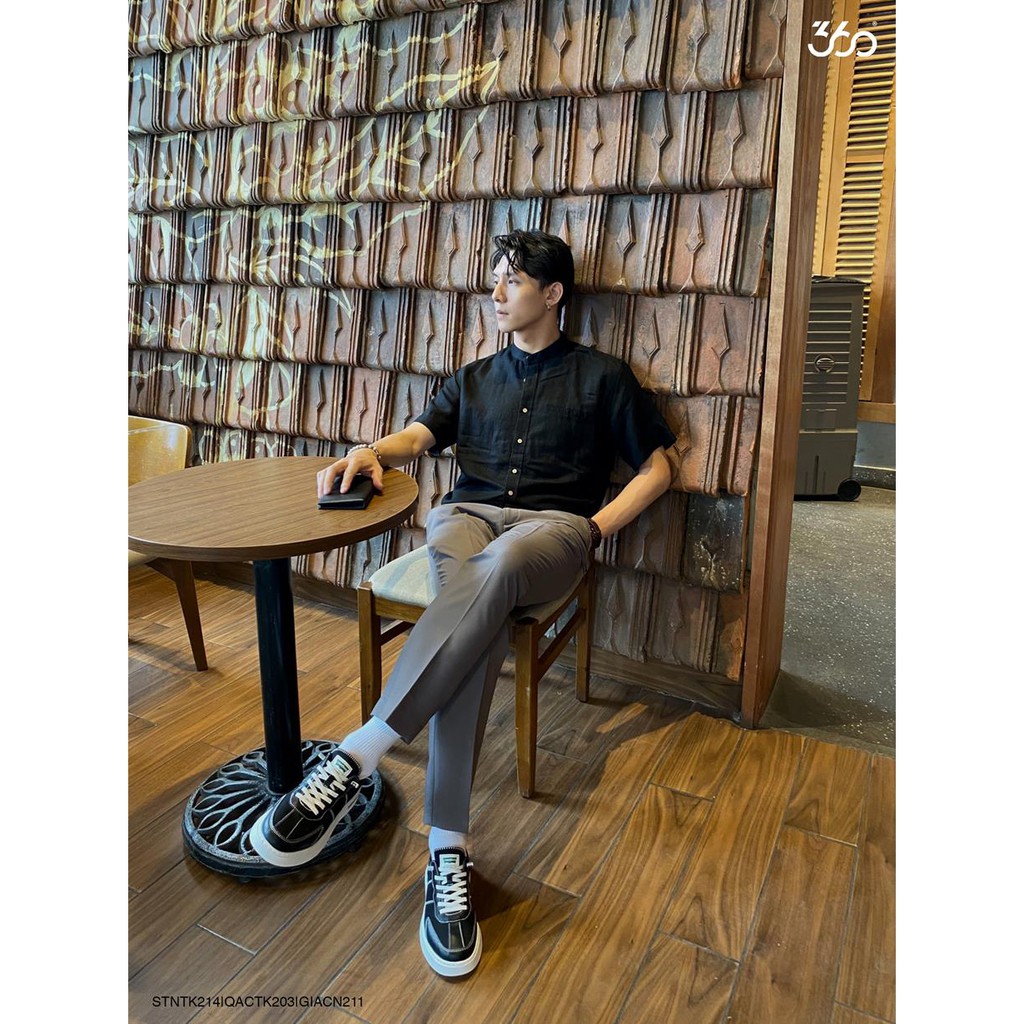 Áo sơ mi nam 360BOUTIQUE ngắn tay cổ tàu-STNTK214 | BigBuy360 - bigbuy360.vn