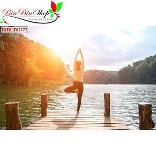 Tranh dán tường 3d tranh trang trí Yoga tranh trang trí decor phòng tập thư giãn có keo sẵn TC89