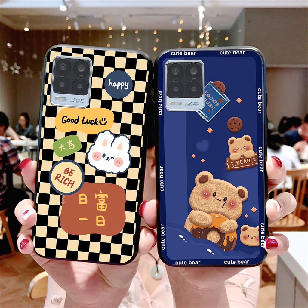 Ốp lưng Realme 8 in hình 3D GẤU cute be@r, soda, happy day cực hot ,thời thượng