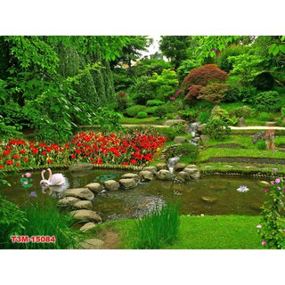 Tranh dán tường 3d phong cảnh thiên nhiên trang trí phòng khách chất liệu decal pp keo sẵn bóc dán atk20