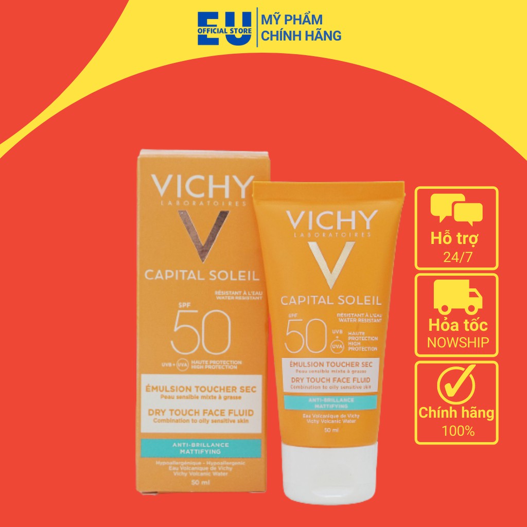 [Loại 50ml] Kem Chống Nắng Vichy SPF 50 Ideal Soleil Emulsion Anti-Brillance (Mẫu mới)