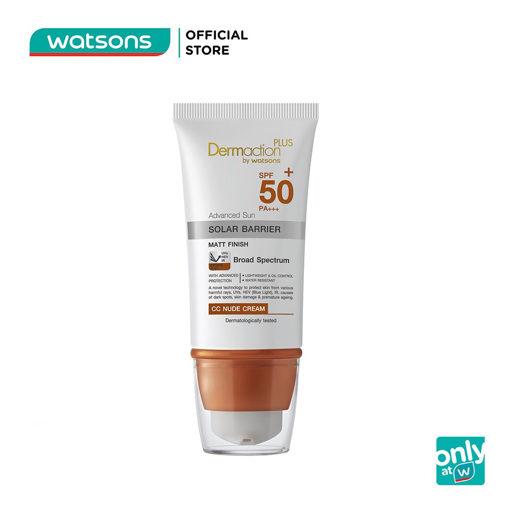 Kem Nền Chống Nắng Trang Điểm Dermaction Plus By Watsons Finished CC Nude Cream SPF50+ PA+++ 150ml