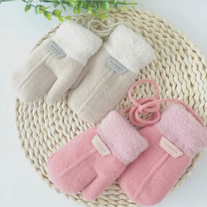 Găng Tay Len Hở Ngón Thời Trang Mùa Đông Cho Bé